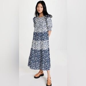 ENGISH FACTORY FLORAL COLOR BLOCK MIDI DRESS SIZE S!